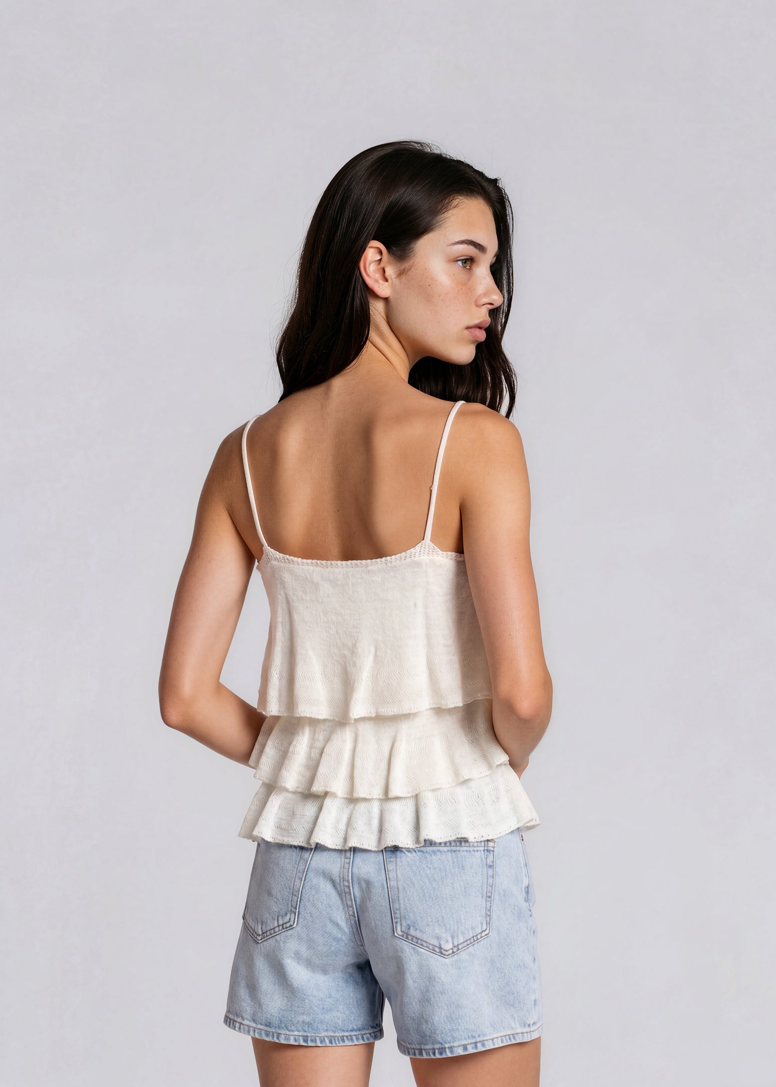 Ralph Lauren White Ruffle Tank