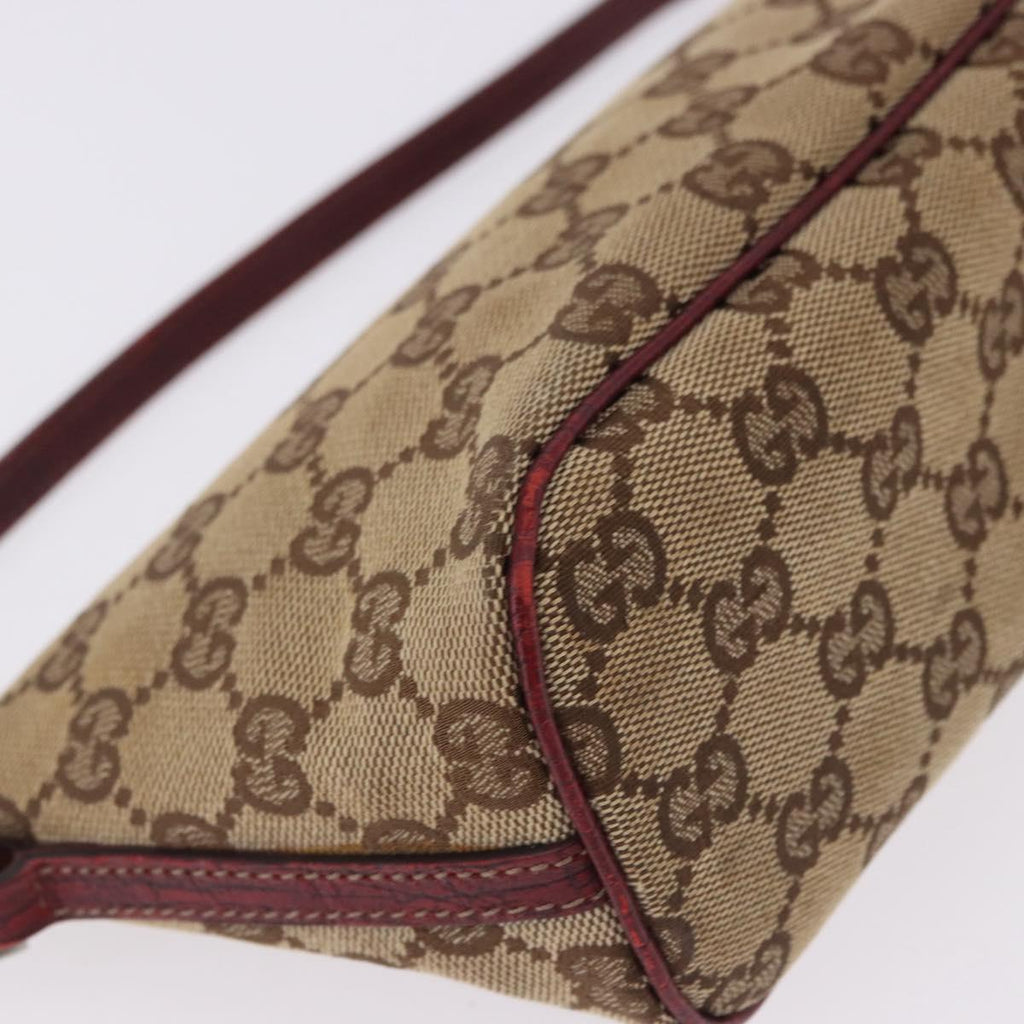 Gucci Brown Monogram Boat Pochette With Red Piping