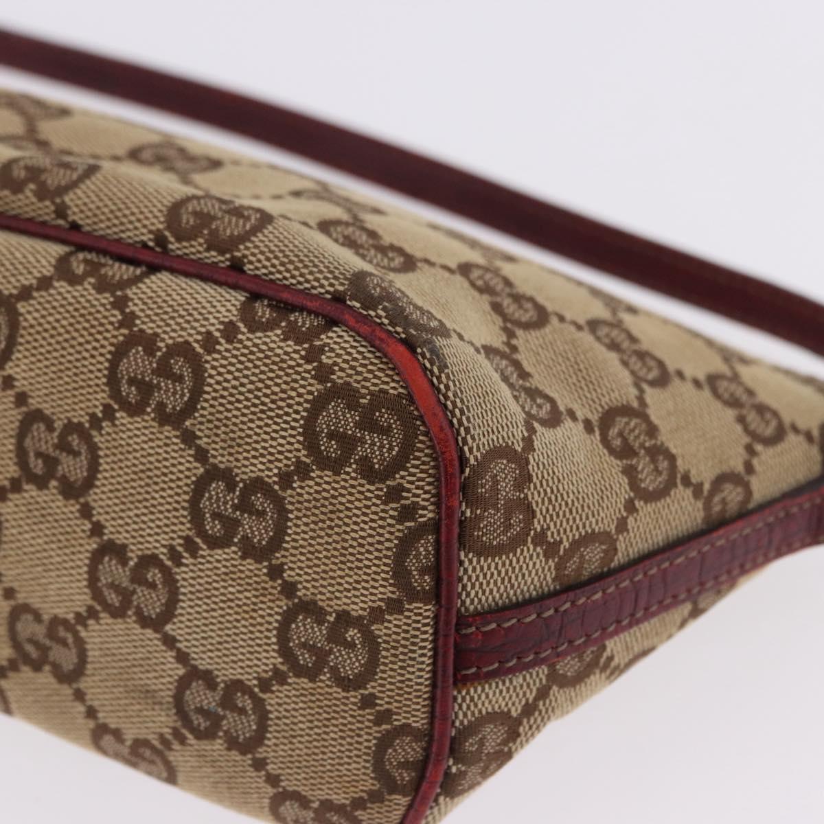 Gucci Brown Monogram Boat Pochette With Red Piping