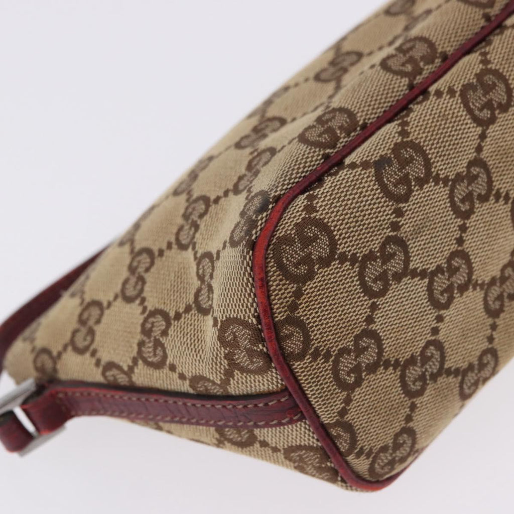 Gucci Brown Monogram Boat Pochette With Red Piping