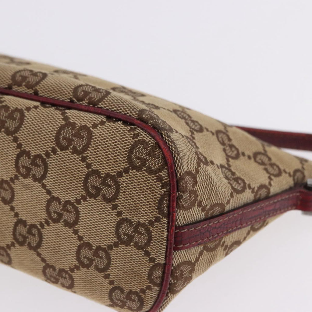 Gucci Brown Monogram Boat Pochette With Red Piping