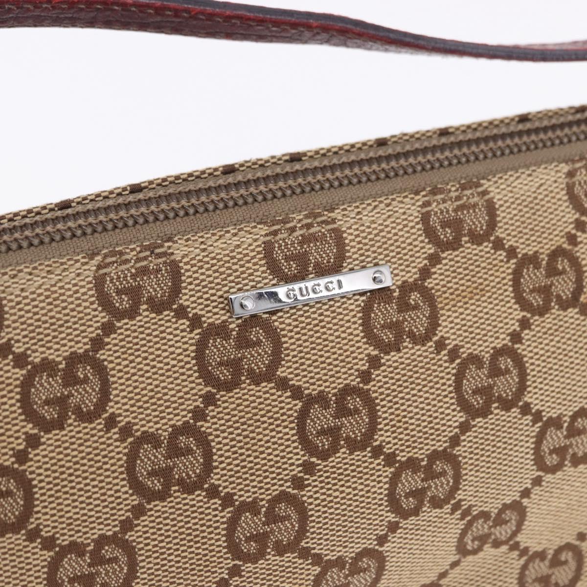 Gucci Brown Monogram Boat Pochette With Red Piping