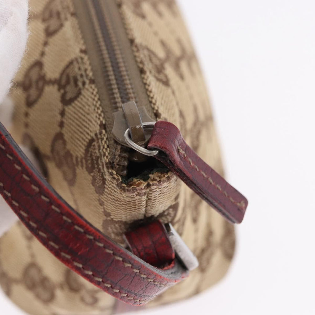 Gucci Brown Monogram Boat Pochette With Red Piping