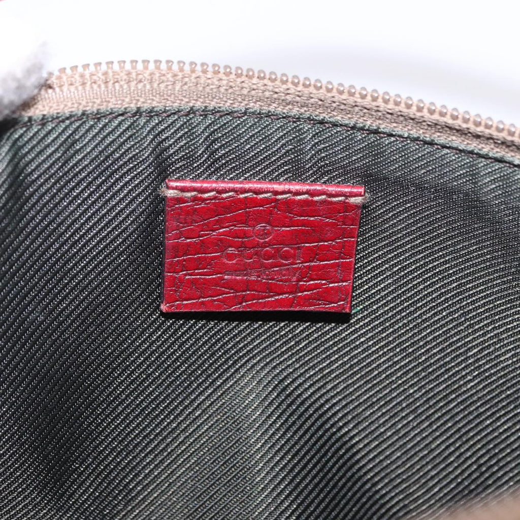 Gucci Brown Monogram Boat Pochette With Red Piping