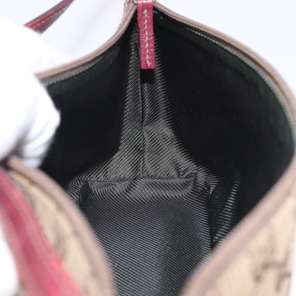 Gucci Brown Monogram Boat Pochette With Red Piping