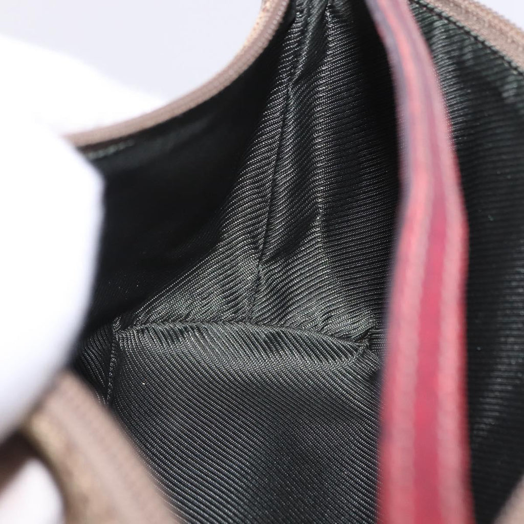 Gucci Brown Monogram Boat Pochette With Red Piping