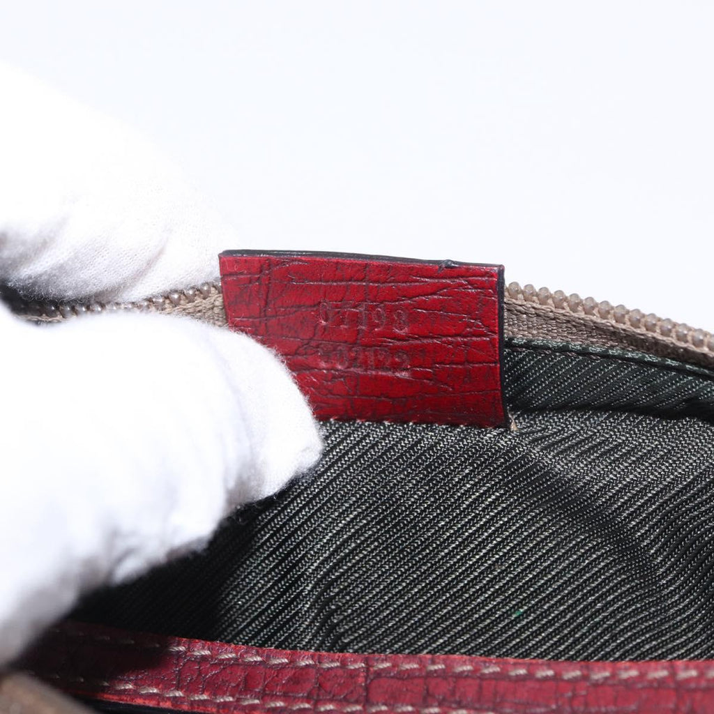 Gucci Brown Monogram Boat Pochette With Red Piping