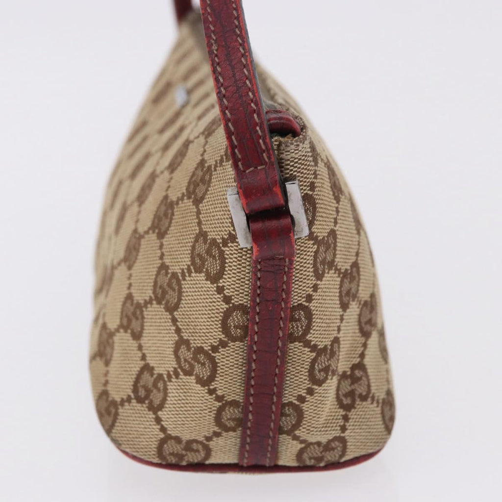 Gucci Brown Monogram Boat Pochette With Red Piping