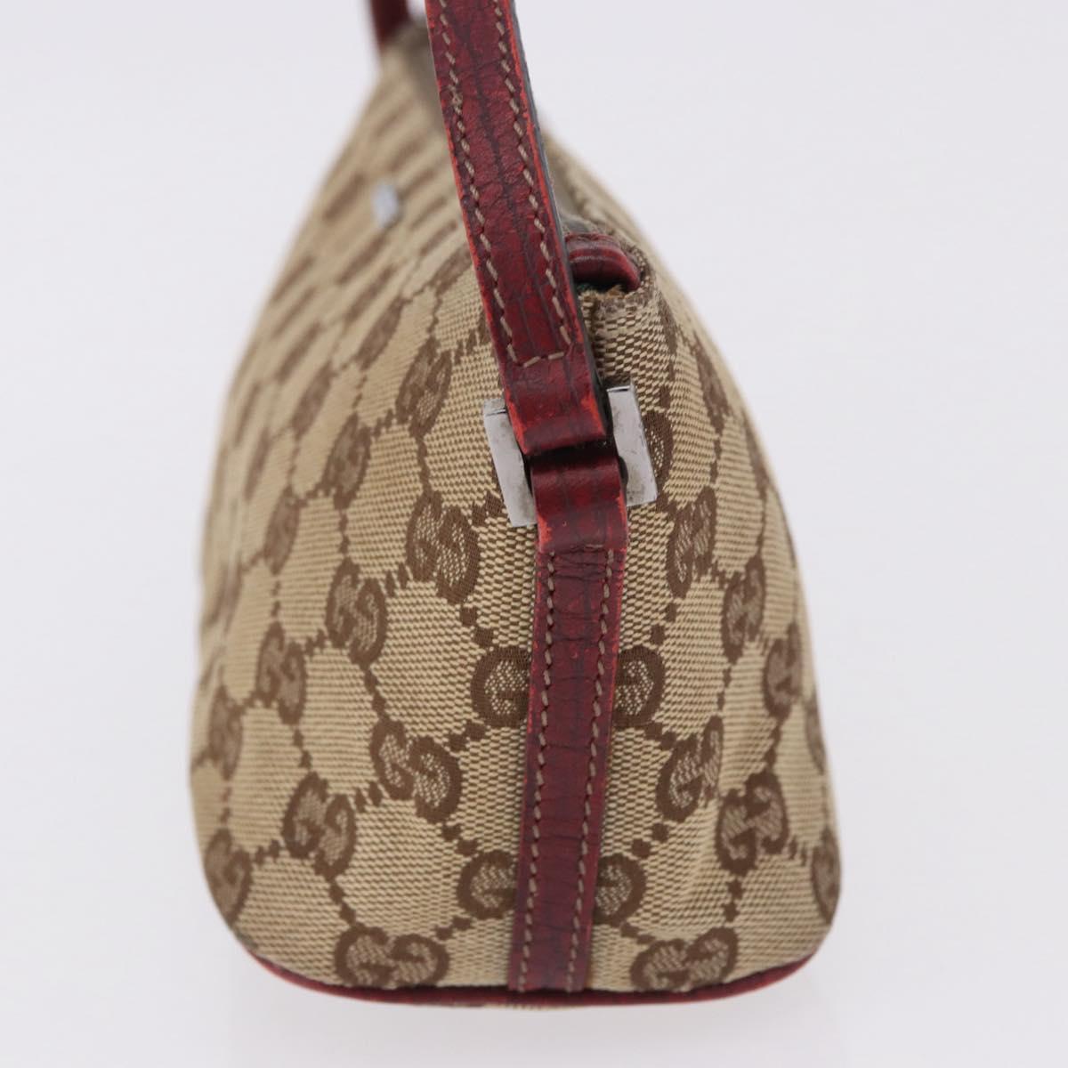Gucci Brown Monogram Boat Pochette With Red Piping