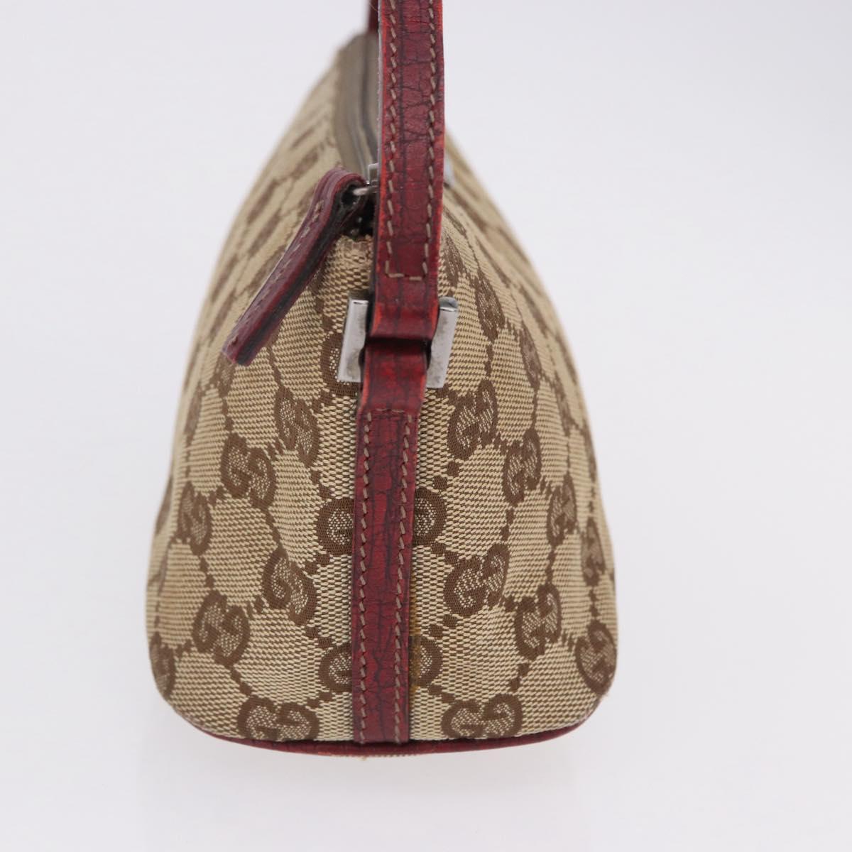 Gucci Brown Monogram Boat Pochette With Red Piping