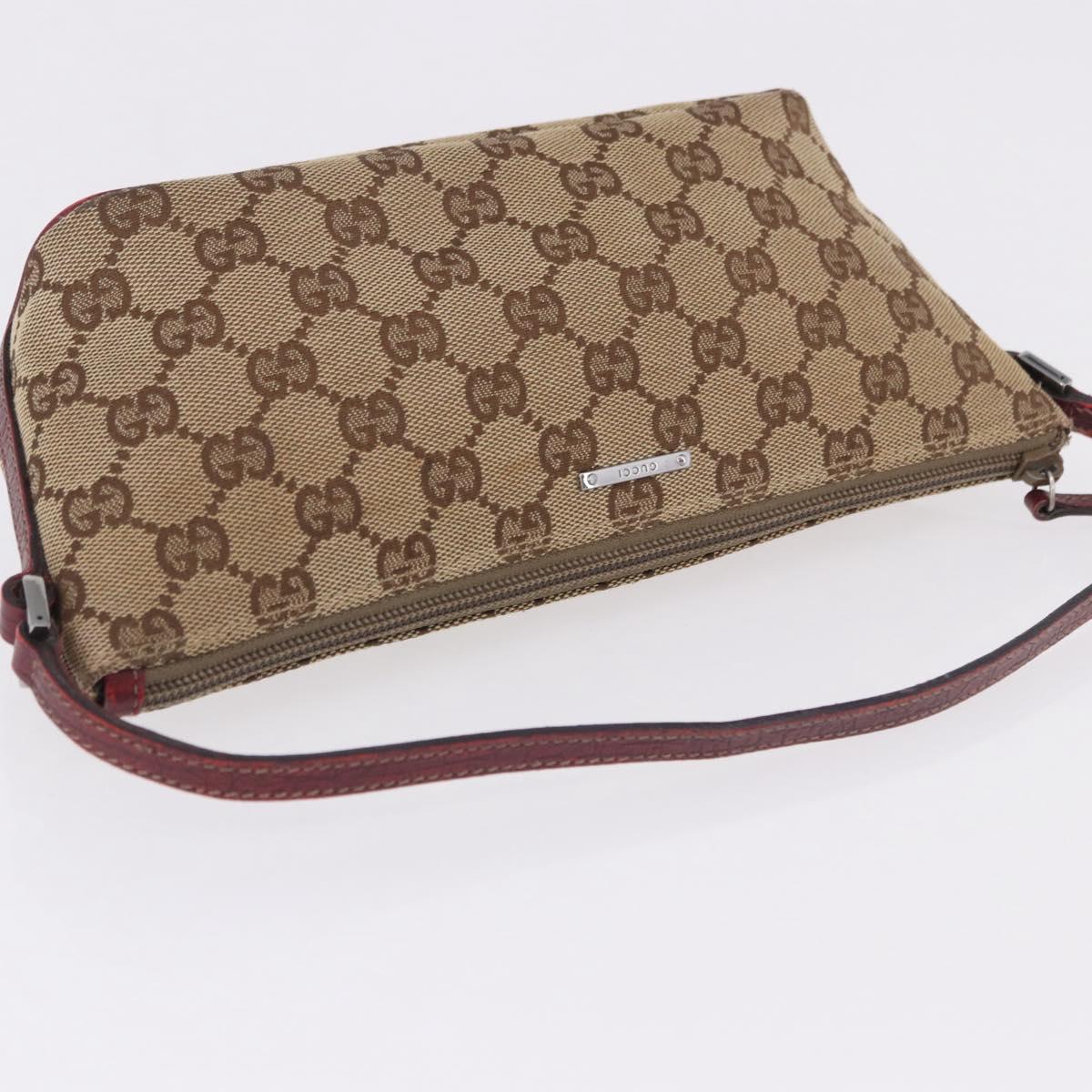 Gucci Brown Monogram Boat Pochette With Red Piping