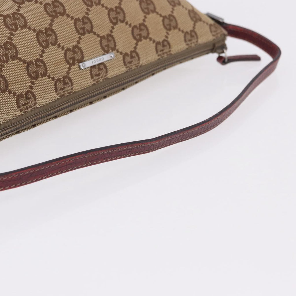 Gucci Brown Monogram Boat Pochette With Red Piping