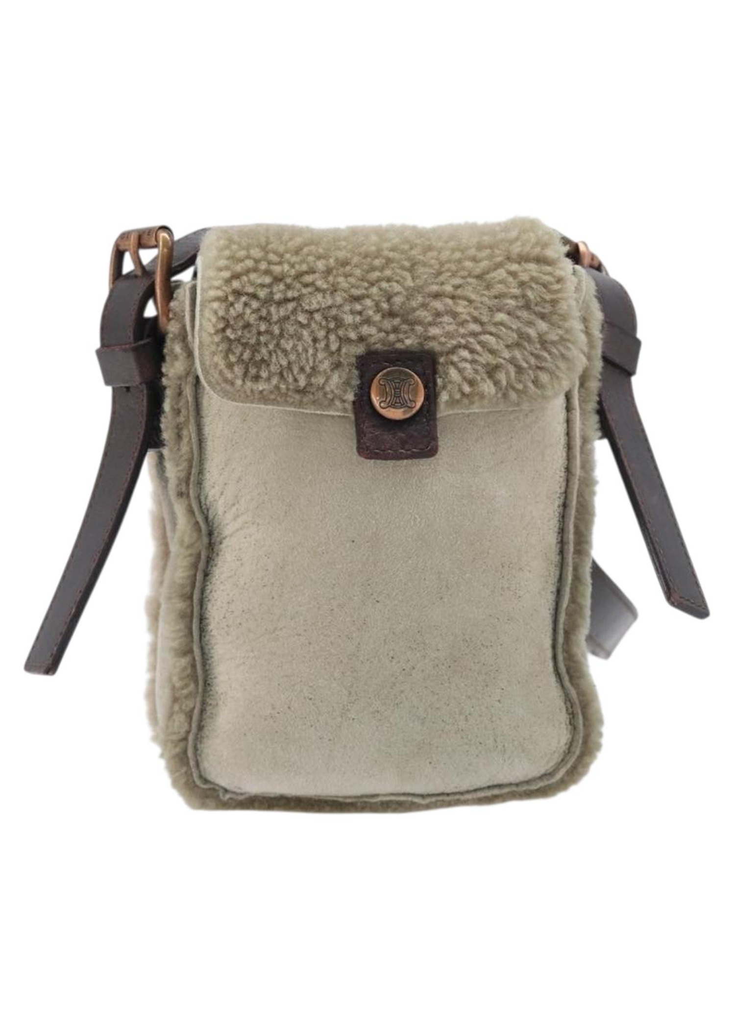 Celine Tan Shearling Crossbody