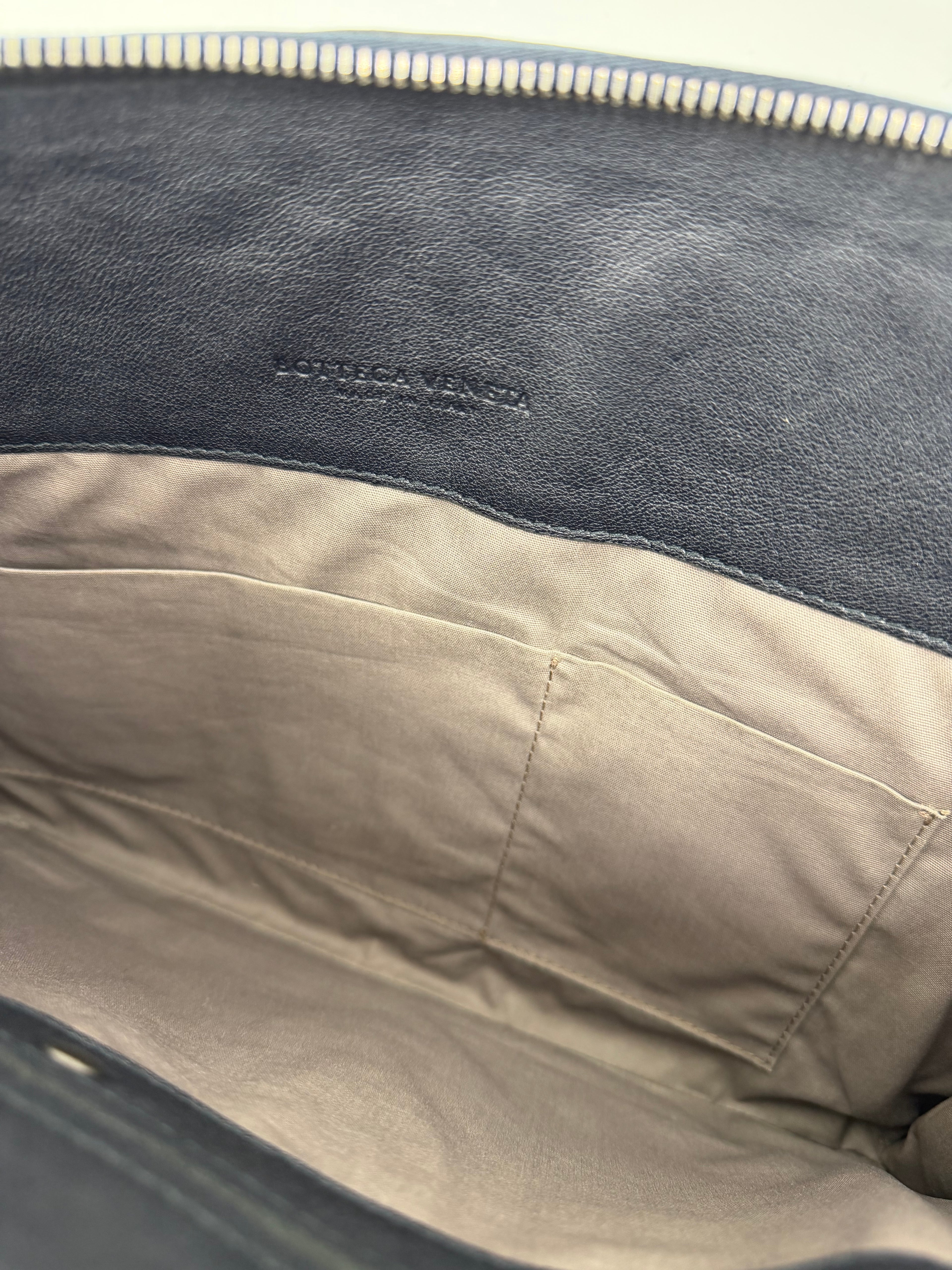 Bottega Veneta Black and Grey Quilted Clutch