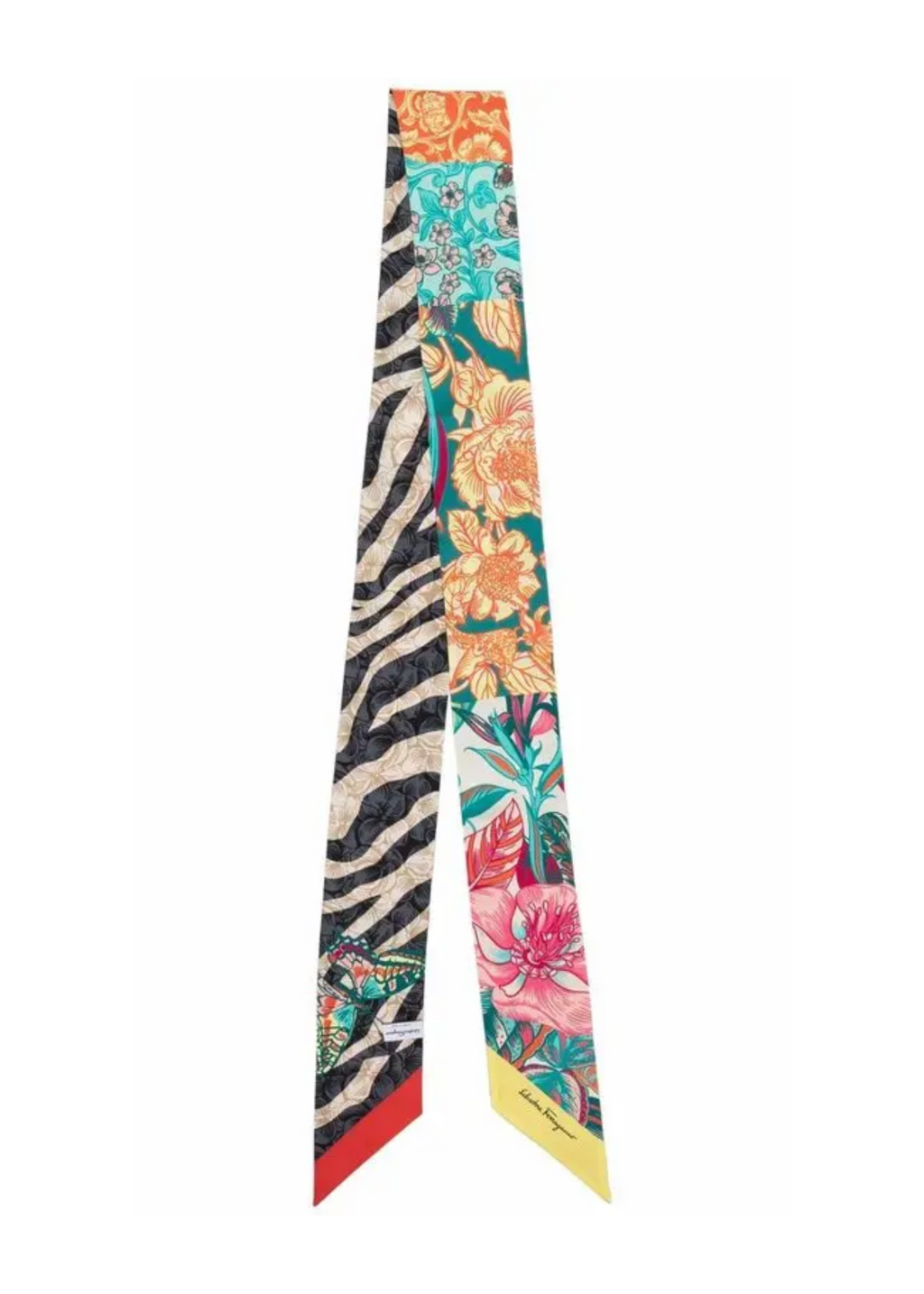 Ferragamo Blue & Yellow Printed Twilly
