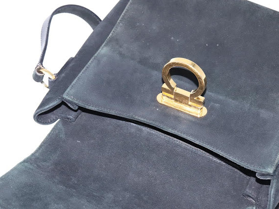 Ferragamo Black Suede Crossbody