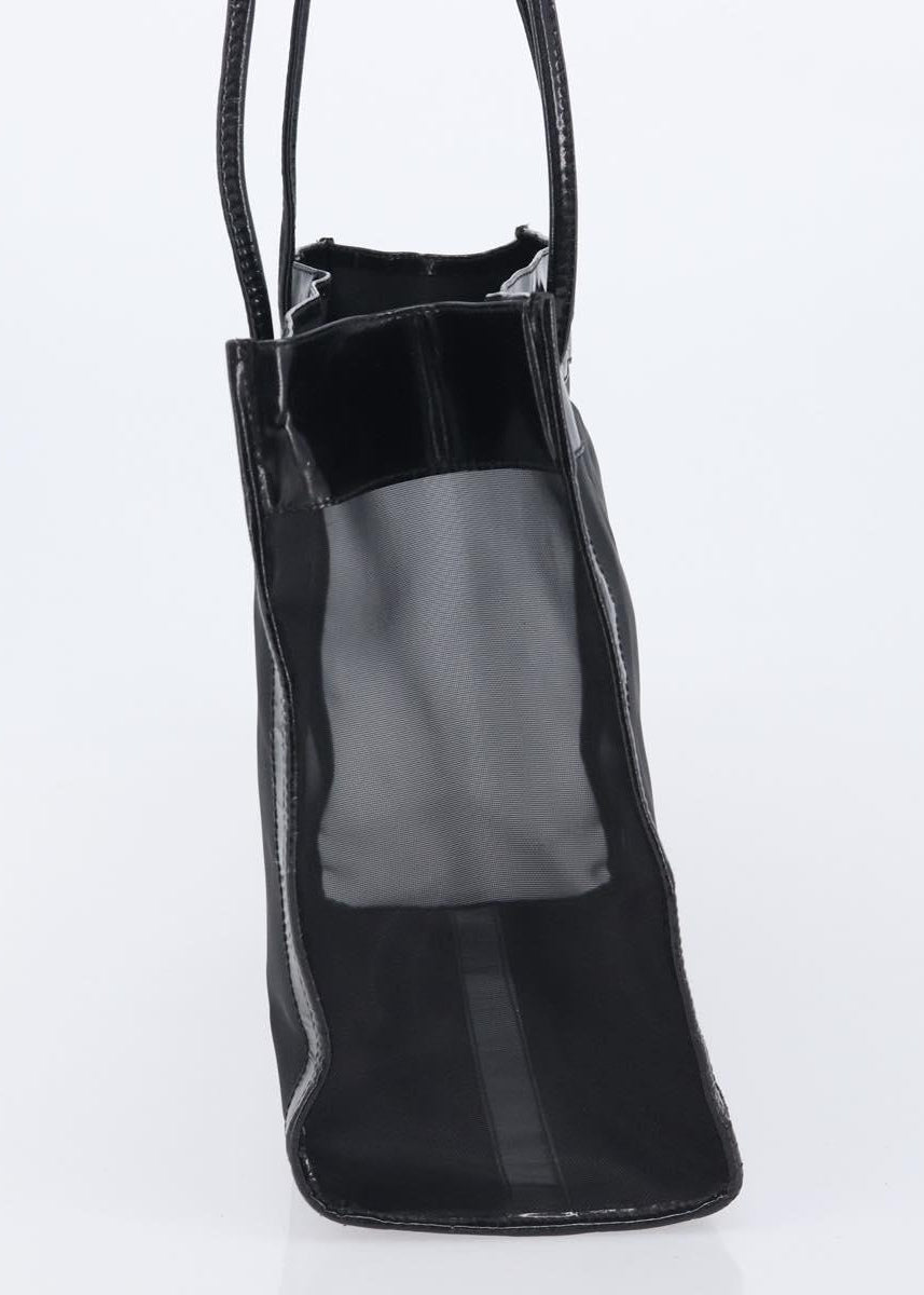 Fendi Black Patent Mesh Tote side