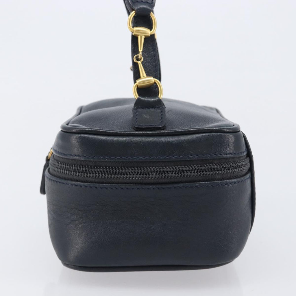 Gucci Navy Leather Horsebit Vanity Bag side
