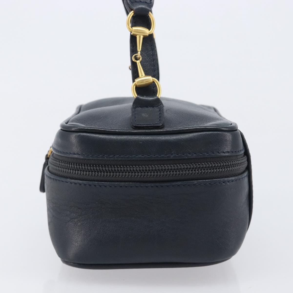 Gucci Navy Leather Horsebit Vanity Bag side