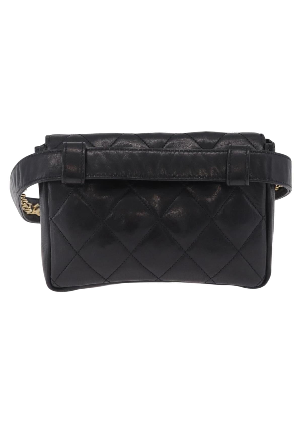 Chanel Black and Gold Quilted Belt Bag back