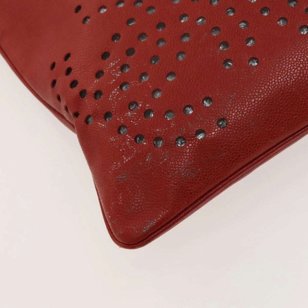Chanel Red Leather Cutout Tote