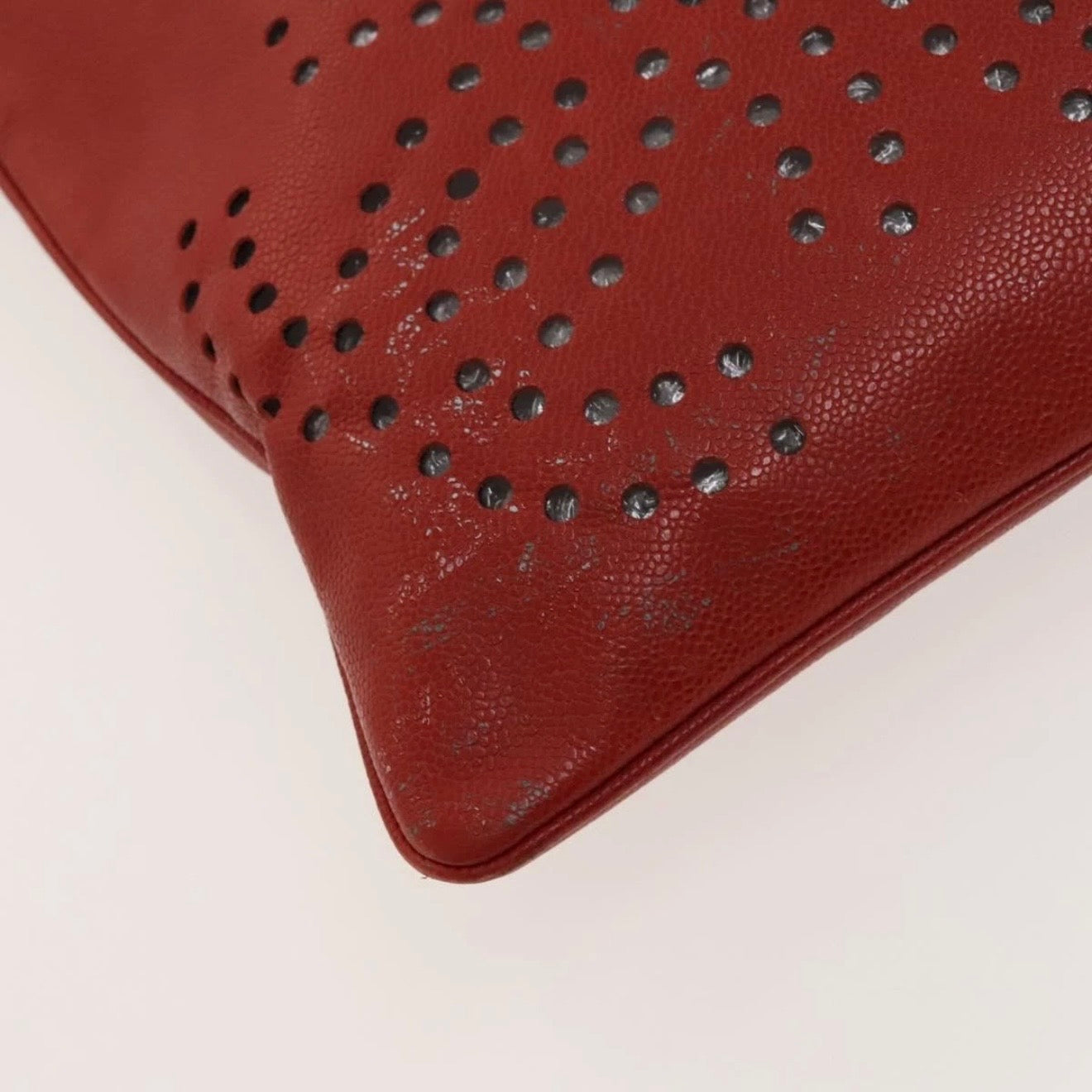 Chanel Red Leather Cutout Tote