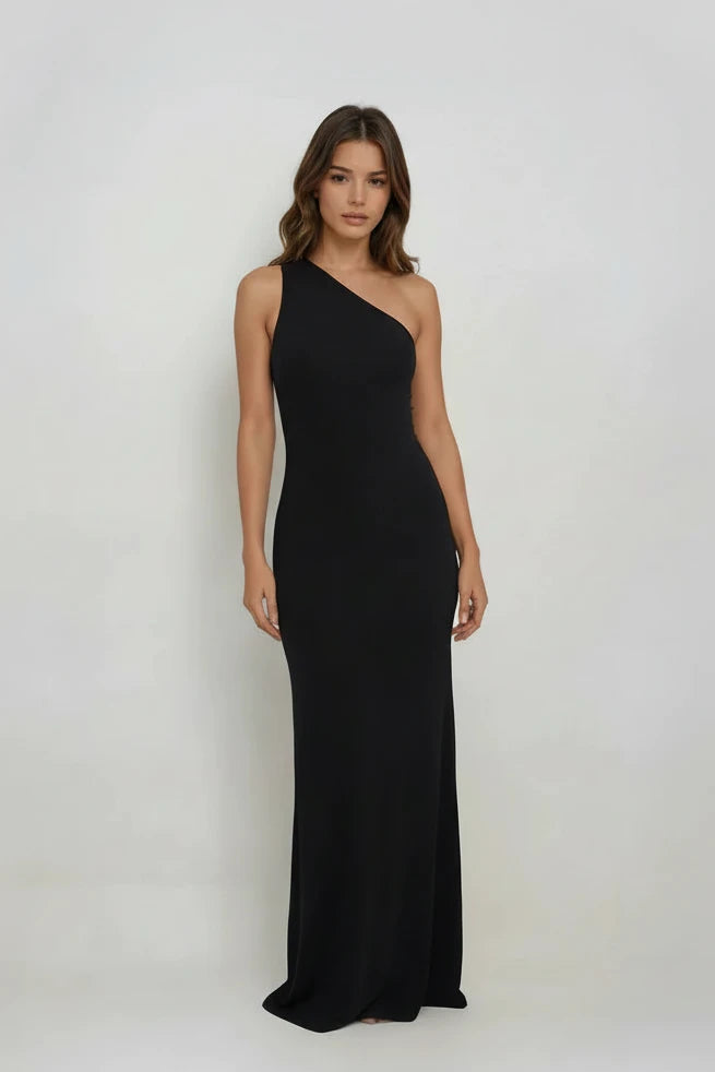 Michael Kors Black One Shoulder Gown