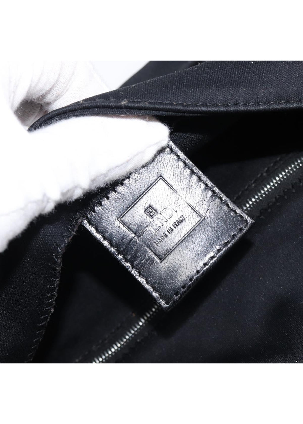 Fendi Black Jersey Mamma Baguette brand stamp