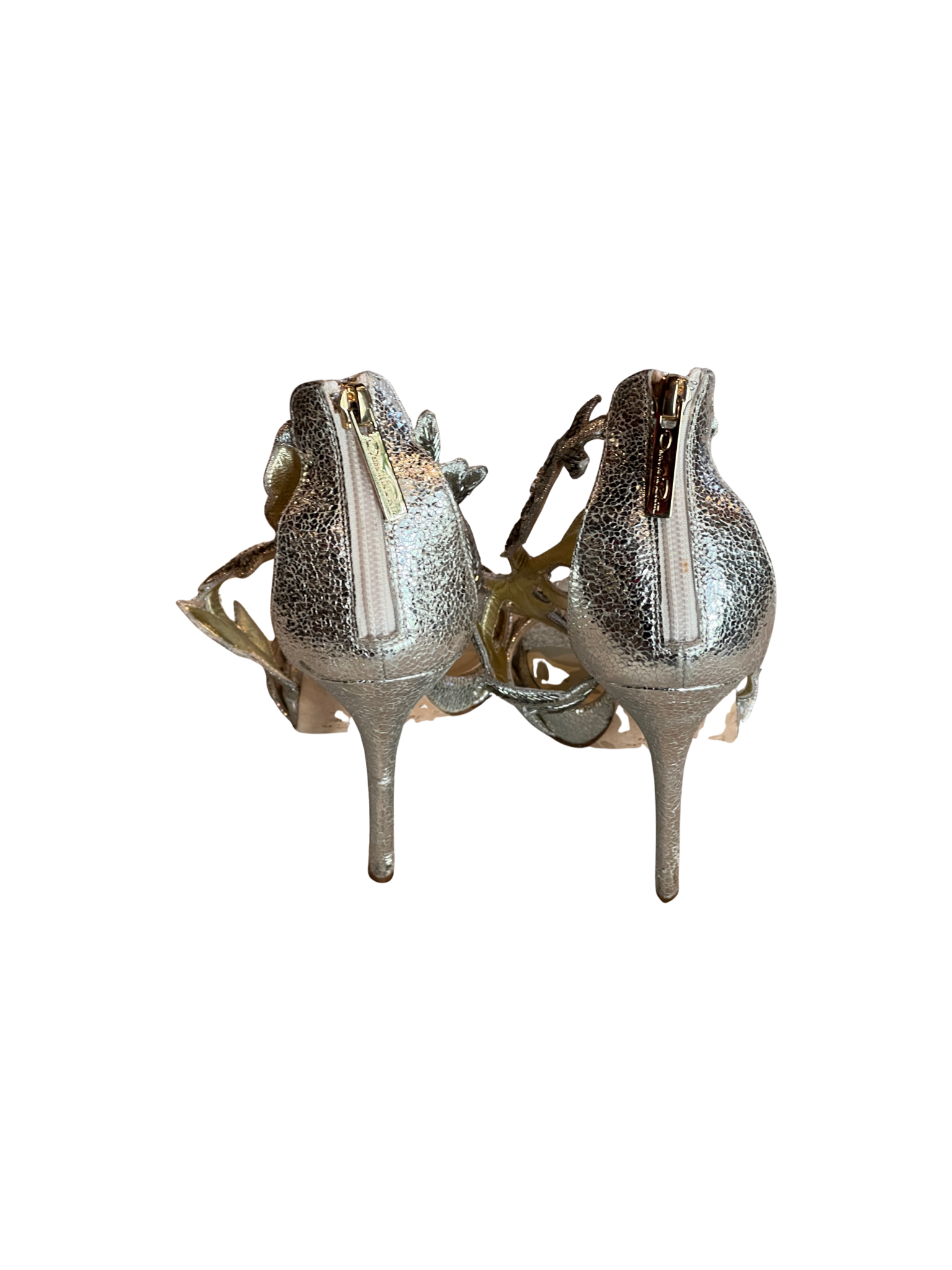 Oscar De La Renta Silver Metallic Heels