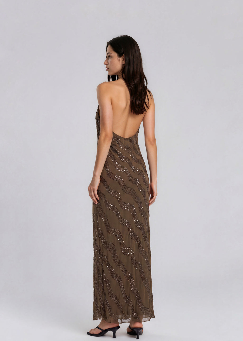 Green Silk Embellished Maxi Dress
