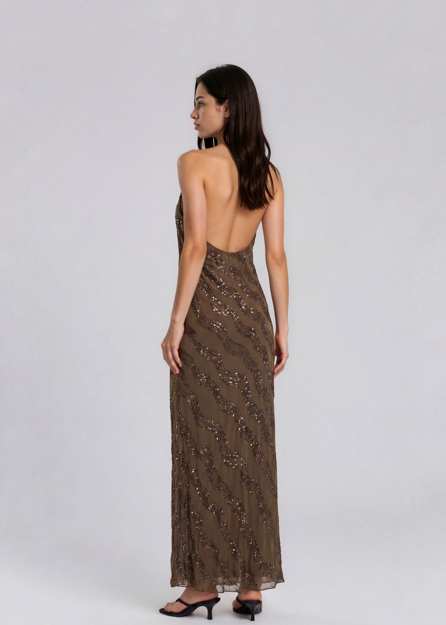Green Silk Embellished Maxi Dress