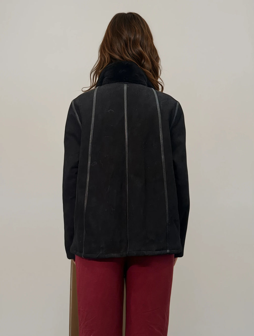 Black Suede and Fur Coat