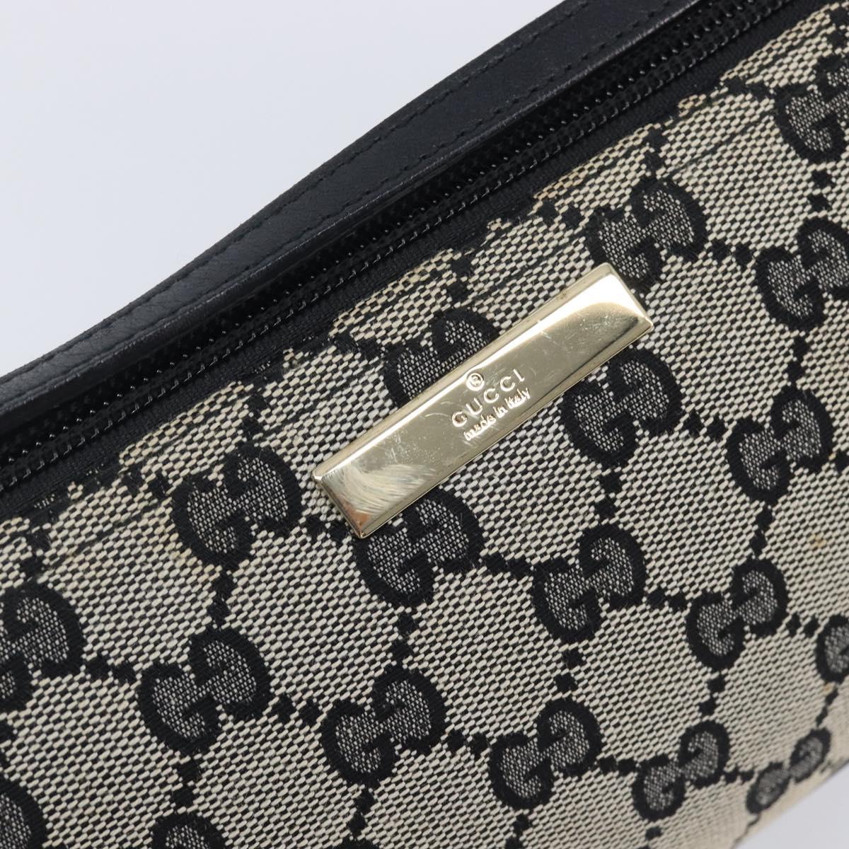 Gucci Navy GG Canvas Boat Pochette logo plate
