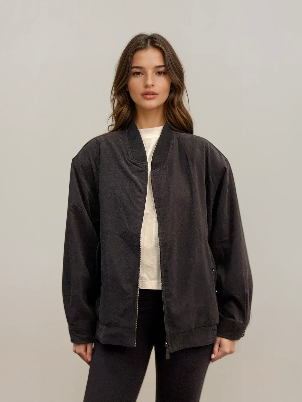 Ysl Black and Plaid Reversible Bomber