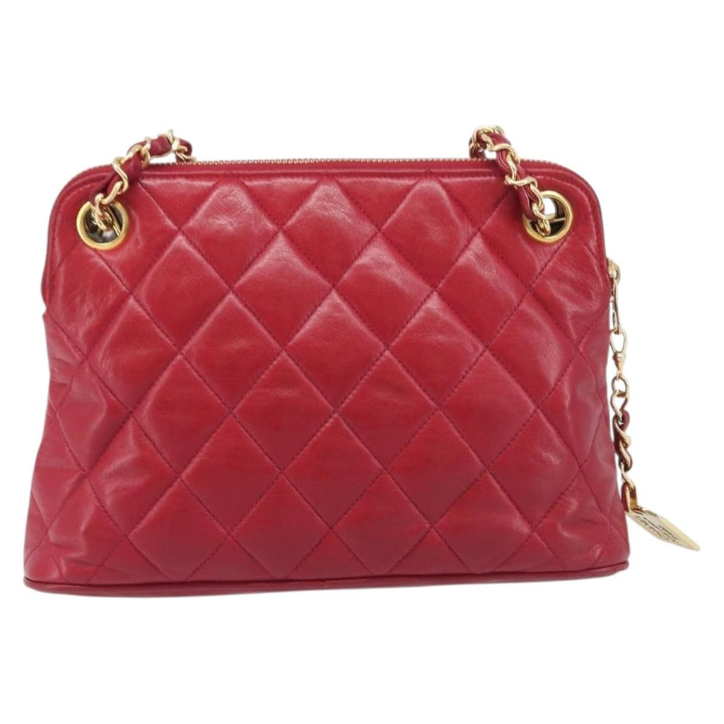 Chanel Red Quilted Lambskin Shoulder Bag back