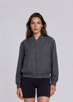 YSL Dark Grey Heavyweight Zip Bomber