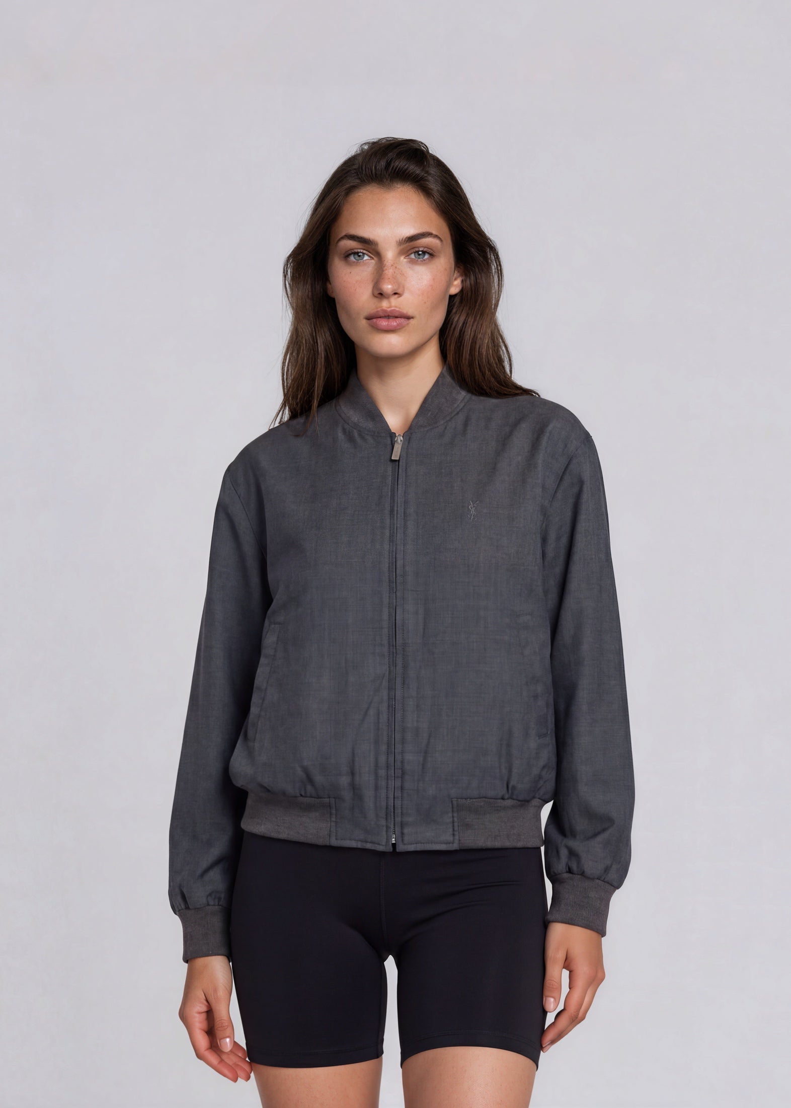 YSL Dark Grey Heavyweight Zip Bomber