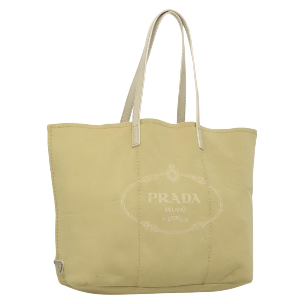 Prada Tan Logo Scuba Tote