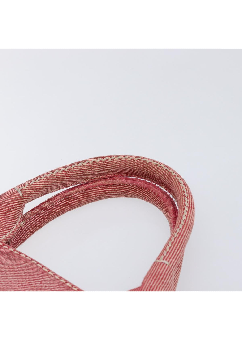 Miu Miu Red Denim Spellout Tote handle