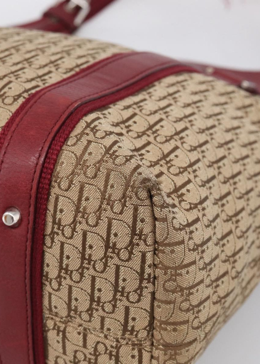Dior Red and Monogram Tote corner detail