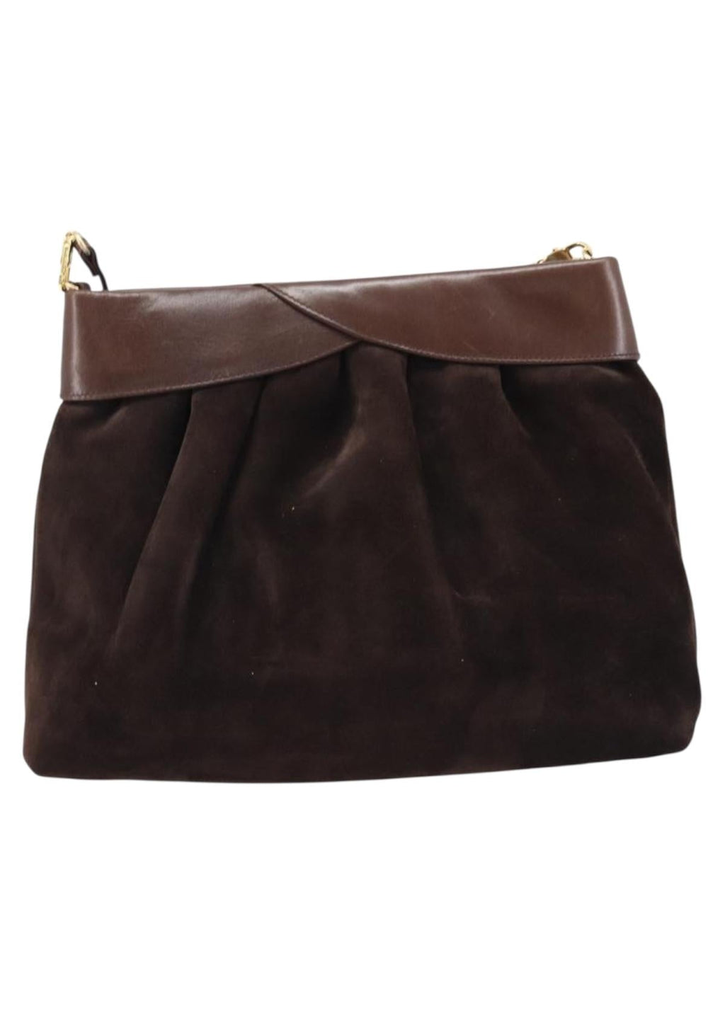 Ferragamo Brown Suede Shoulder Bag back