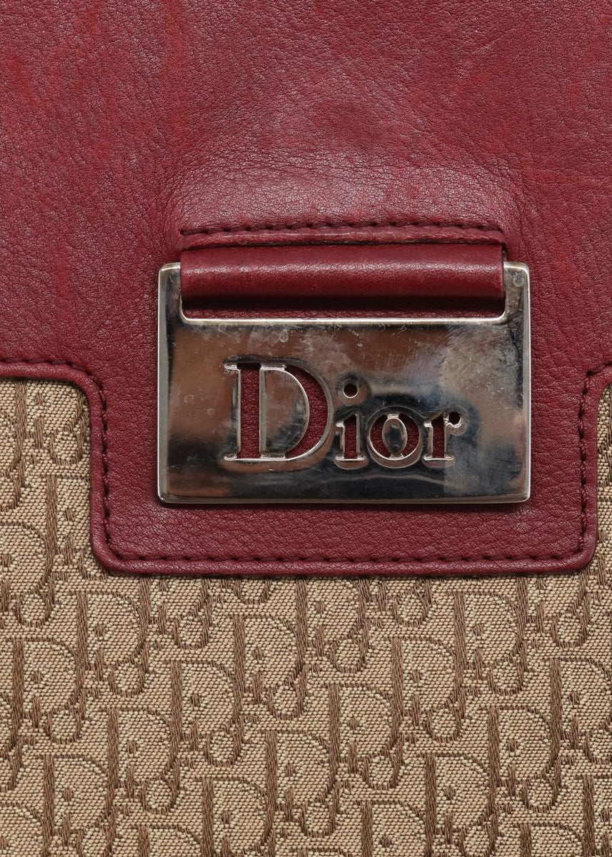 Dior Red and Monogram Tote logo plate