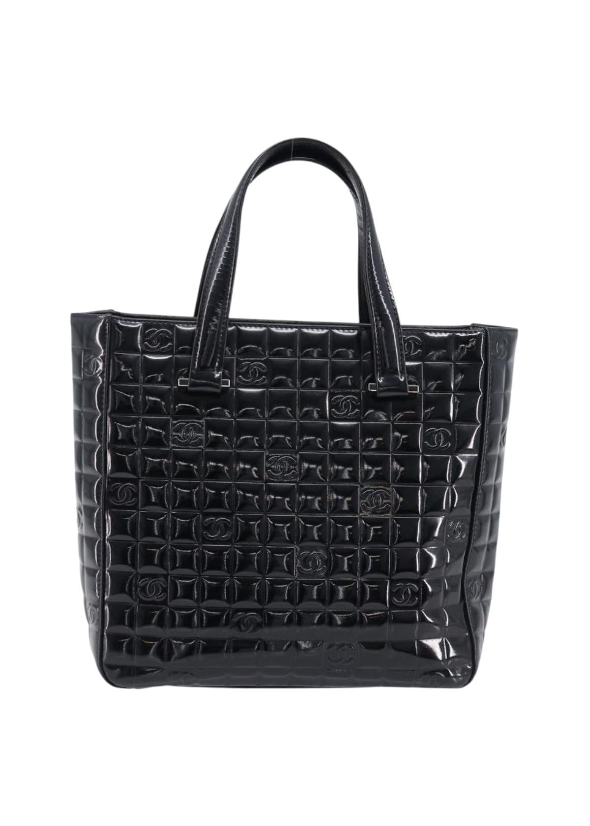 Chanel Black Patent Chocolate Bar Handbag back