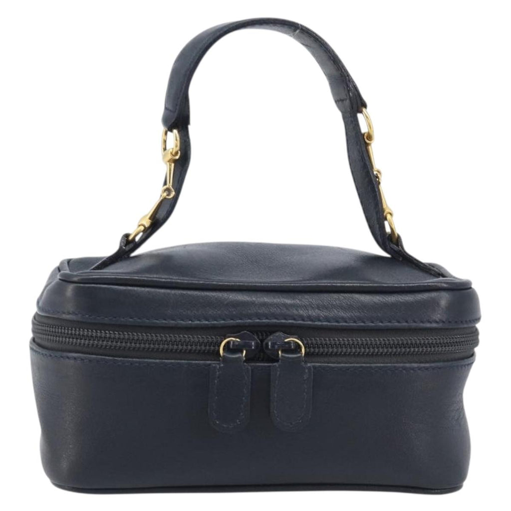 Gucci Navy Leather Horsebit Vanity Bag front