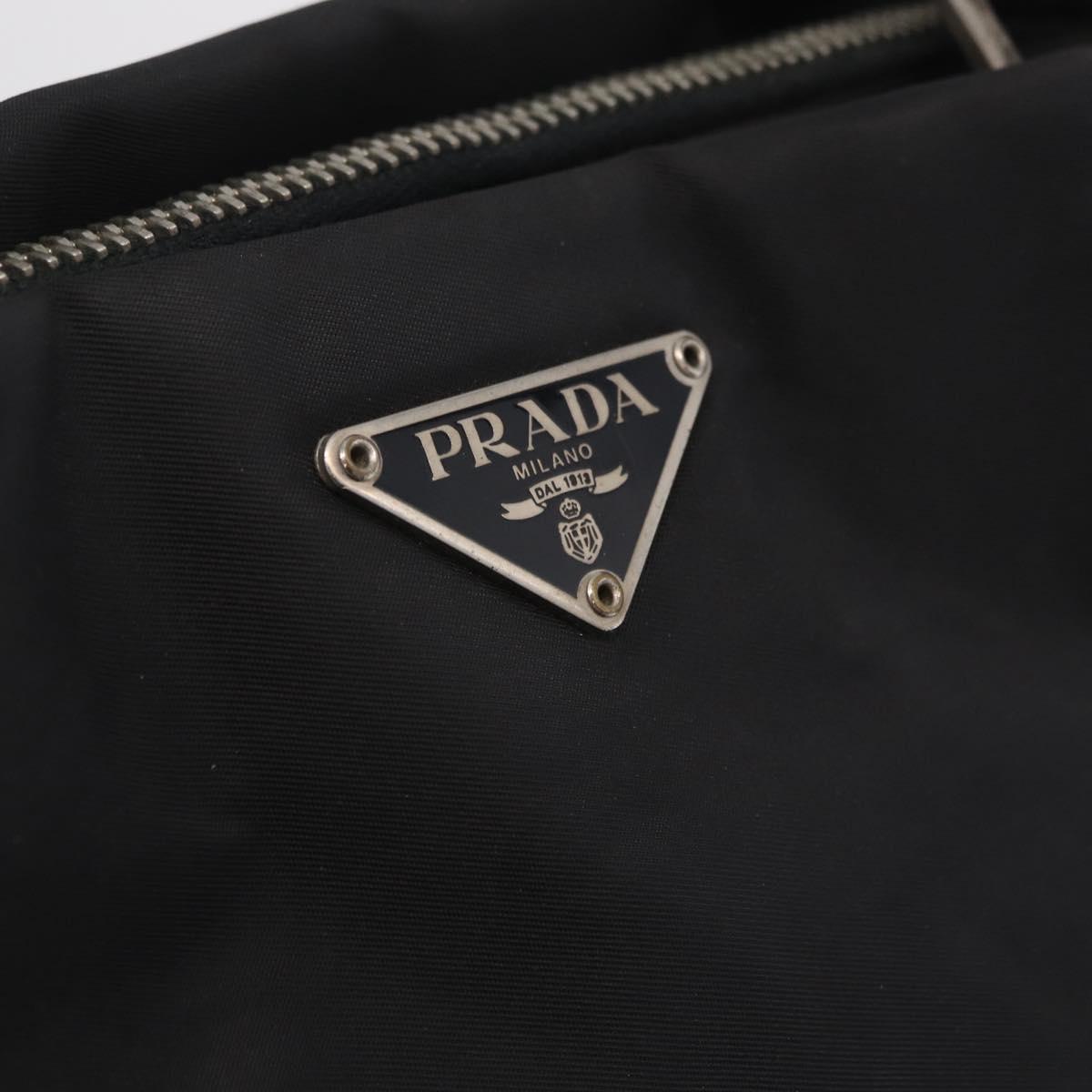 Prada Black Nylon and Leather Mini Tote triangle logo