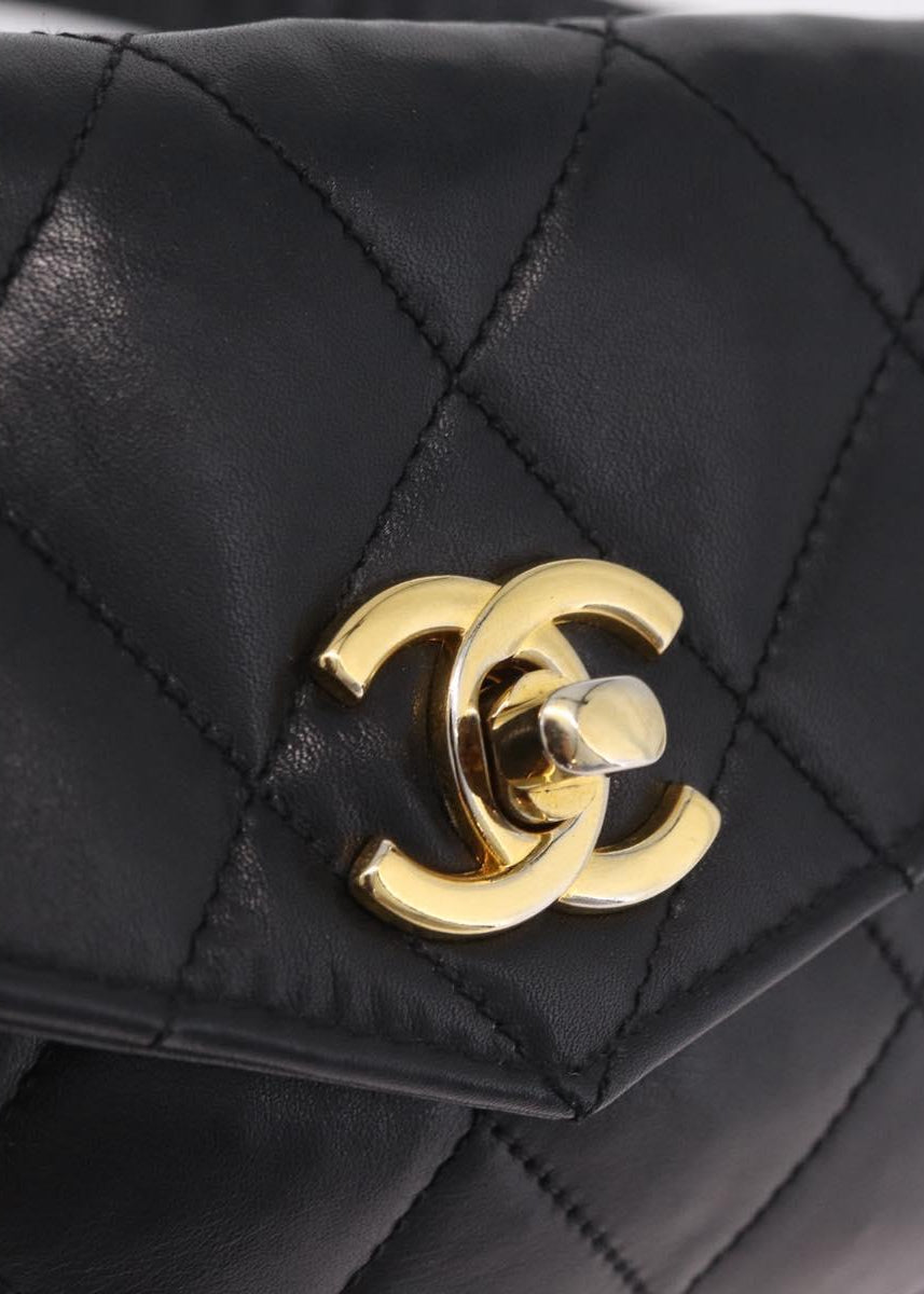 Chanel Black and Gold Quilted Belt Bag CC turn lock