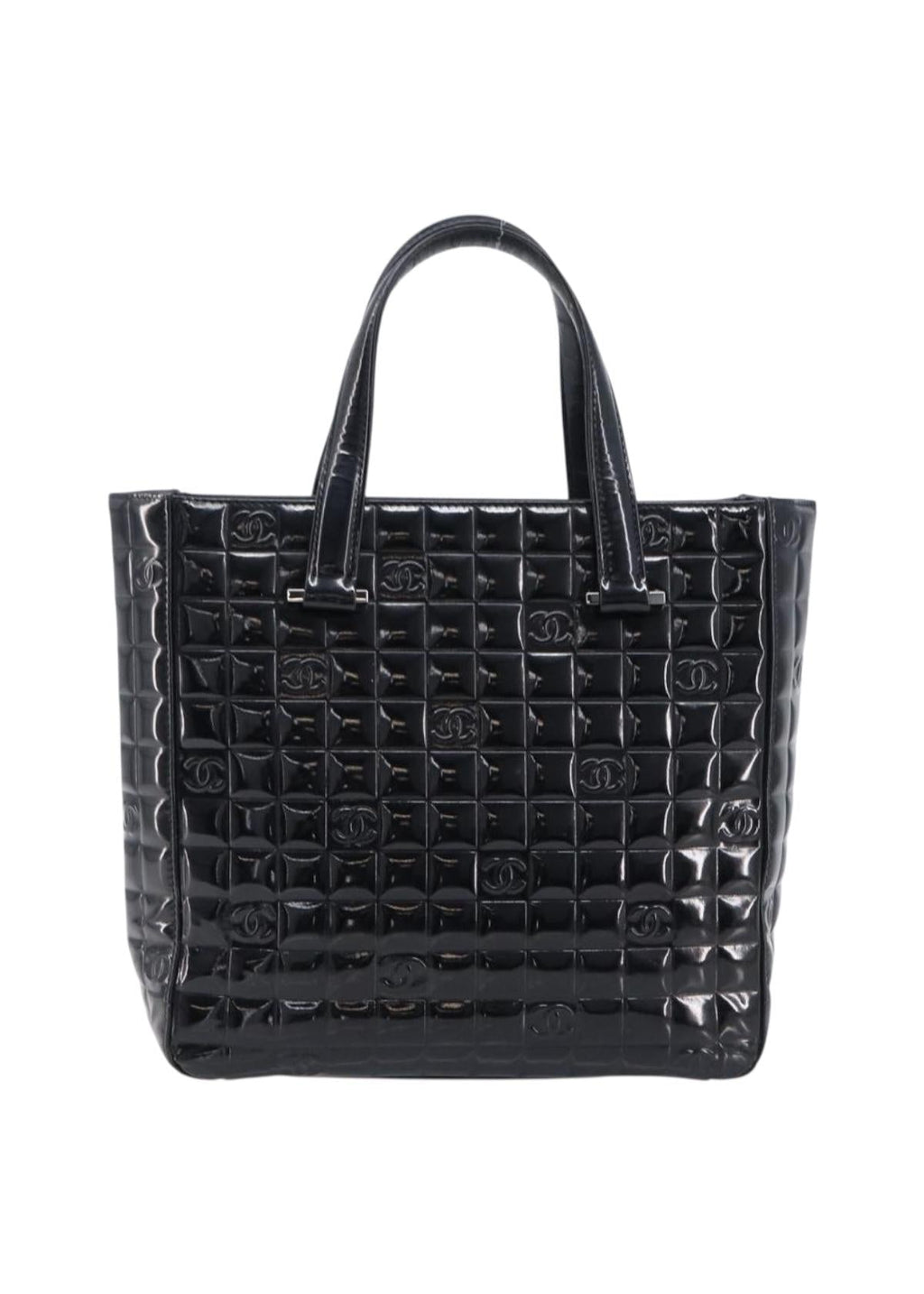 Chanel Black Patent Chocolate Bar Handbag front