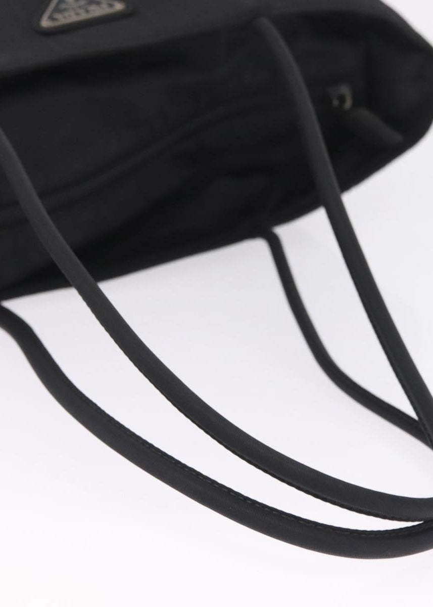 Prada Black Nylon Large Tote handles