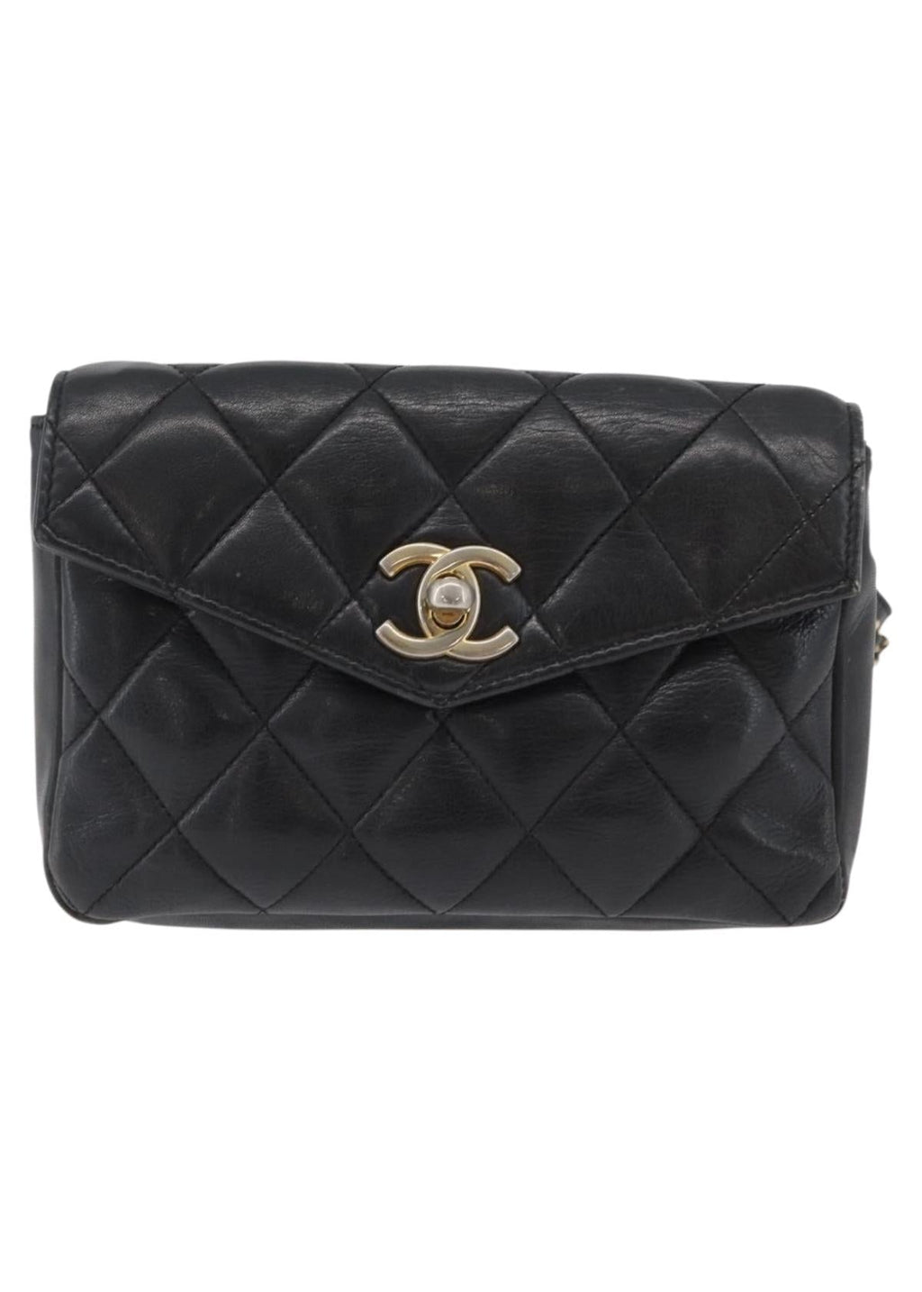 Chanel Black Quilted Leather Belt Bag front