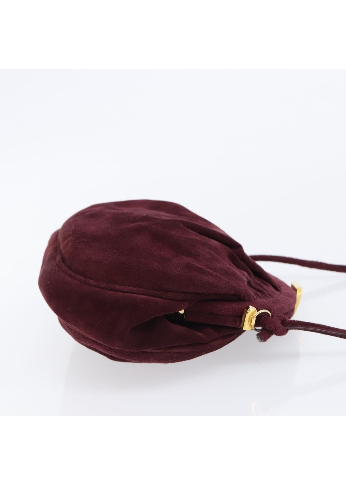 Ferragamo Burgundy Suede Shoulder Bag side